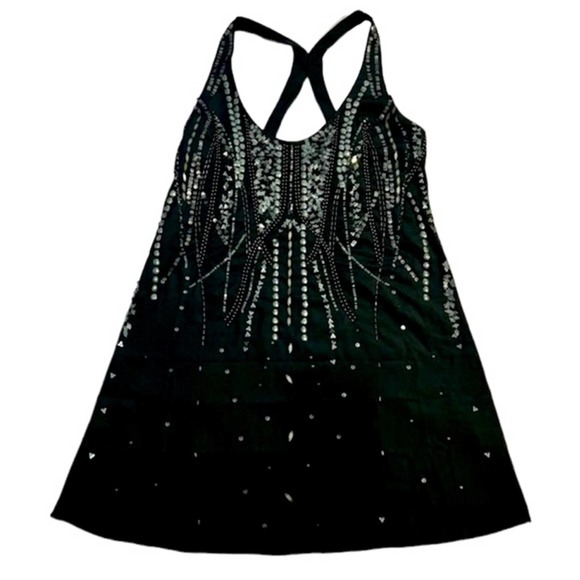 Free People Metallic Jewel Embellished Mini Slip Dress Black XS Festival Gala - Picture 2 of 10